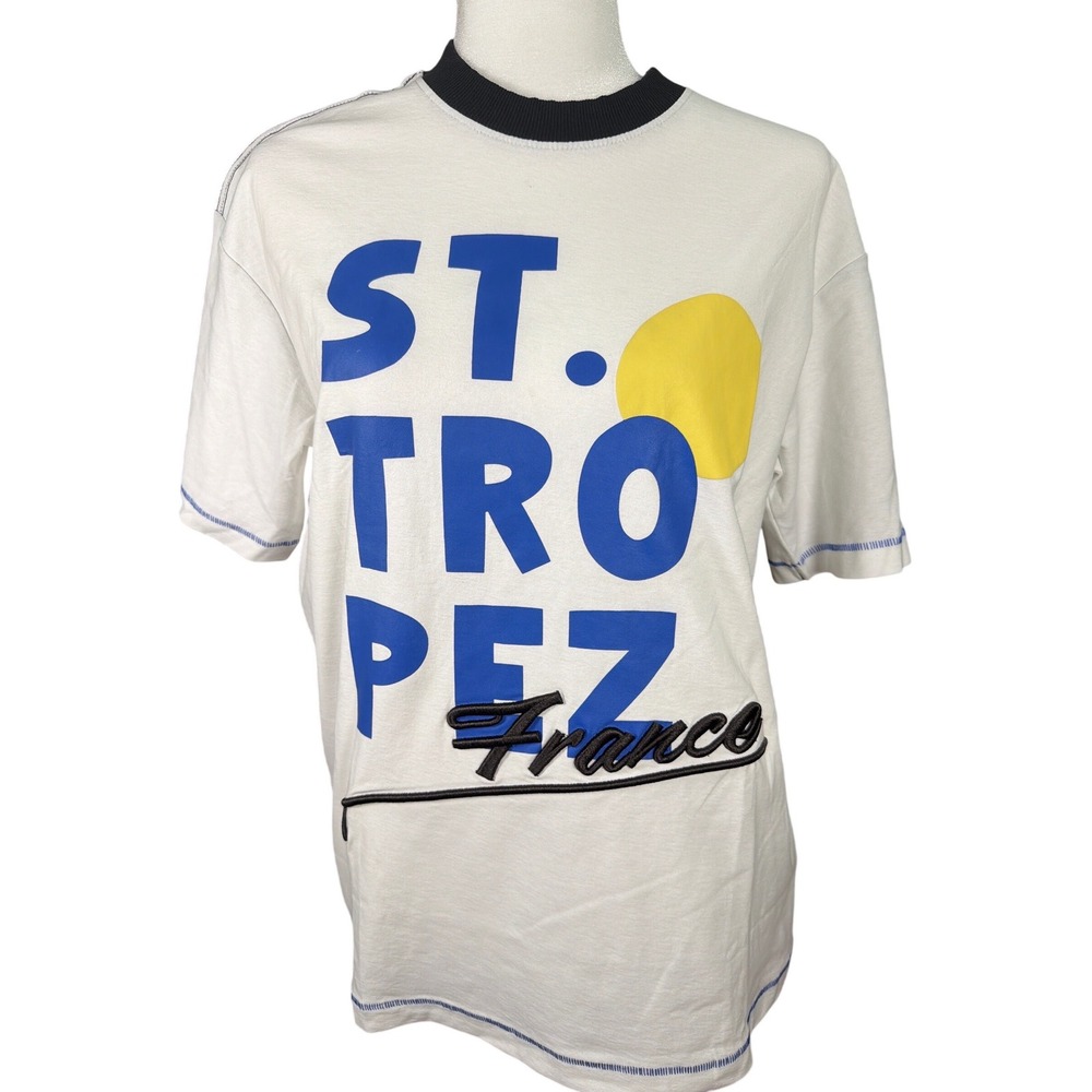 Cotton On St Tropez France Oversized Boxy Graphic Tee Vintage White XXS NWT